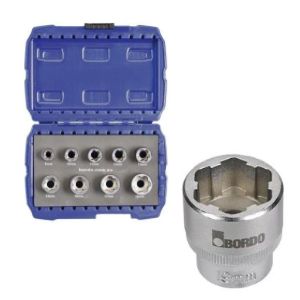 Impact rated 3/8″ square drive bolt extractor socket set