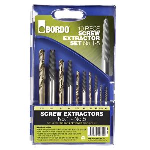 Screw Extractor 10 Piece Set Nos 1-5 & Left Hand Stub Drills